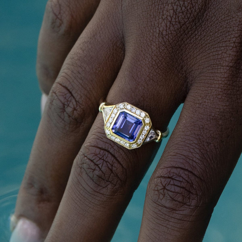 Tanzanite Diamond Encrusted Ring