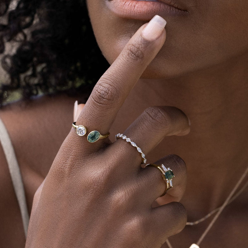 Wild Forest Tourmaline and Diamond Ring