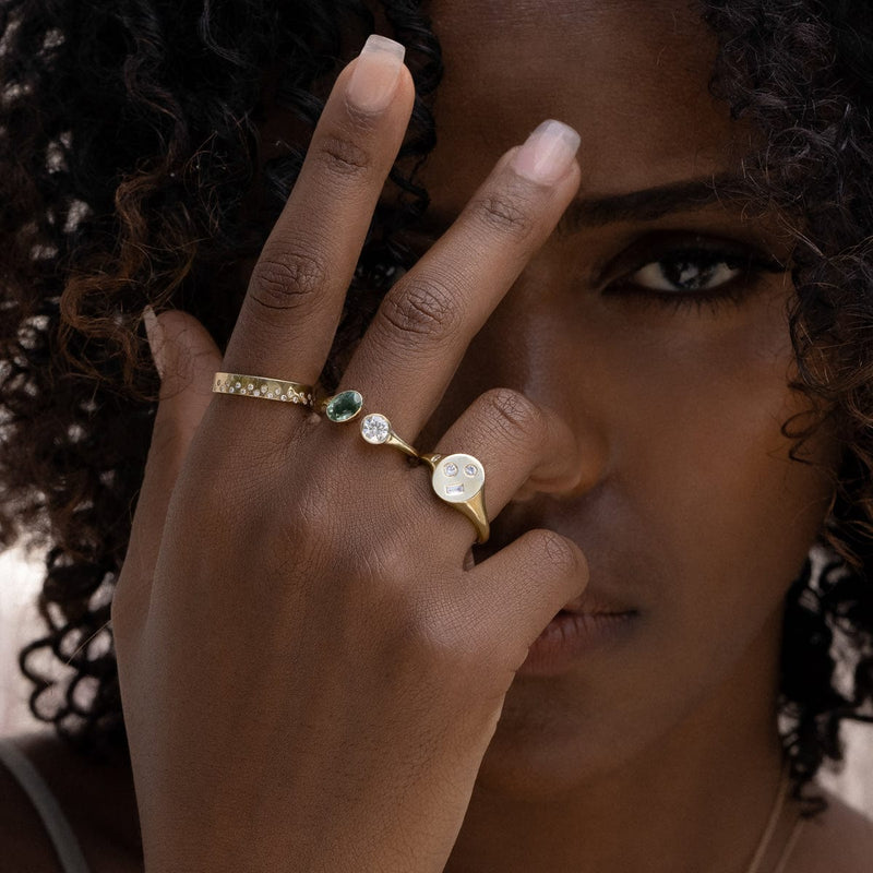 Wild Forest Tourmaline and Diamond Ring