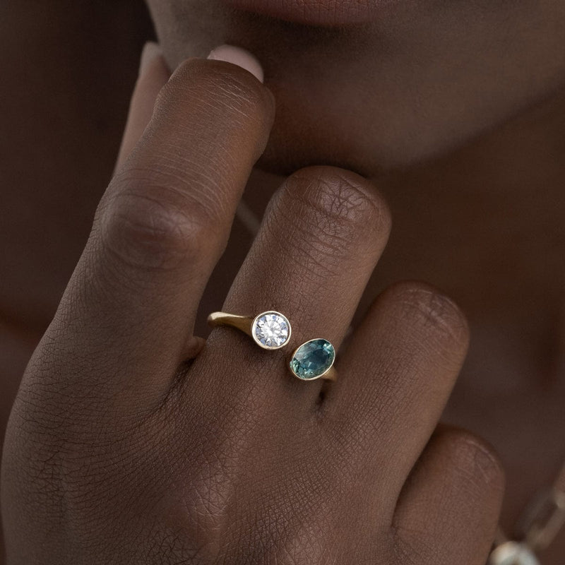 Wild Forest Tourmaline and Diamond Ring