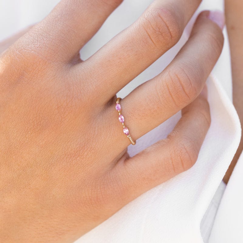 Pink Sapphire Marquise Twist Band