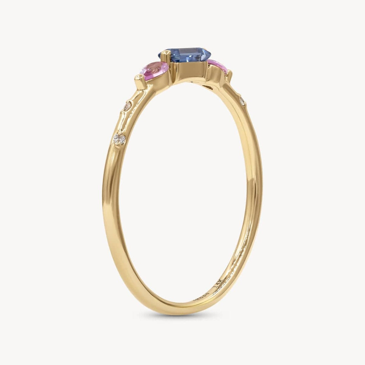 Starry Blue and Pink Sapphire Deco Ring