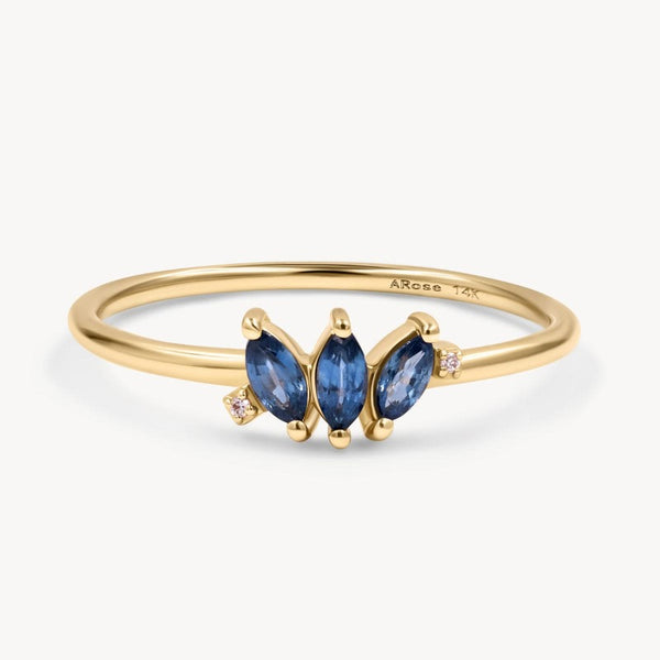 Marquise Sapphire Fan Ring