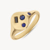 Scattered Blue Sapphire and Black Diamond Signet Ring