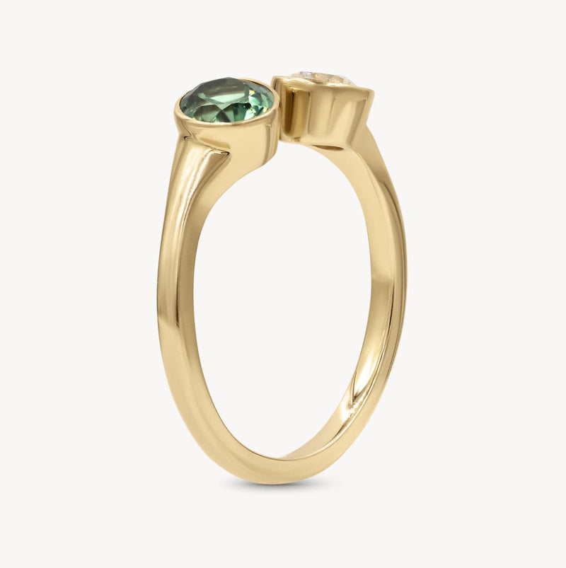 Wild Forest Tourmaline and Diamond Ring