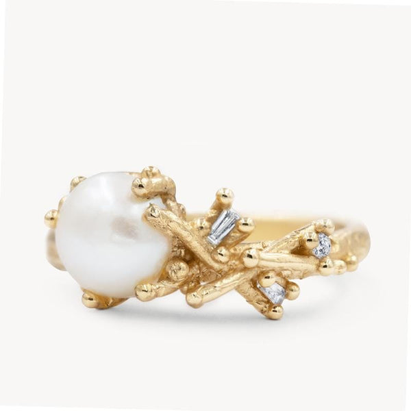 Pearl and Diamond Sprigs Ring