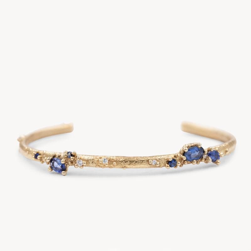 Sapphire and Diamond Encrusted Gold Cuff