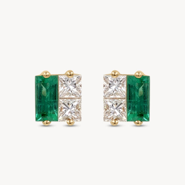 Emerald Diamond Twinkle Studs