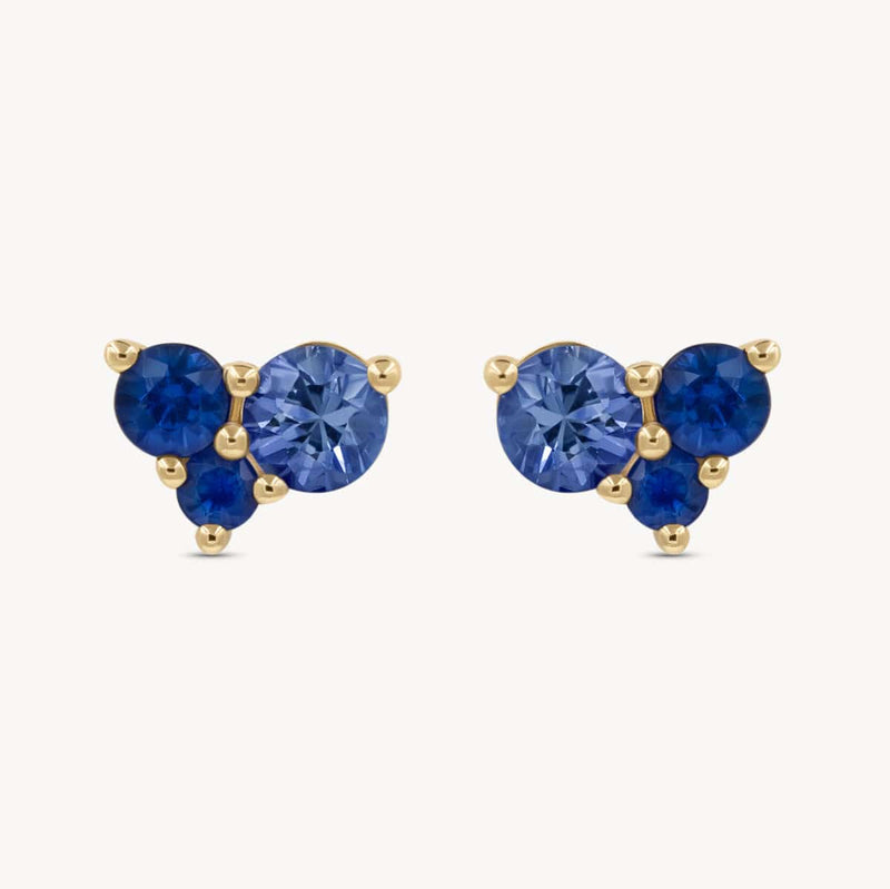 Large Sapphire Ocean Trio Studs