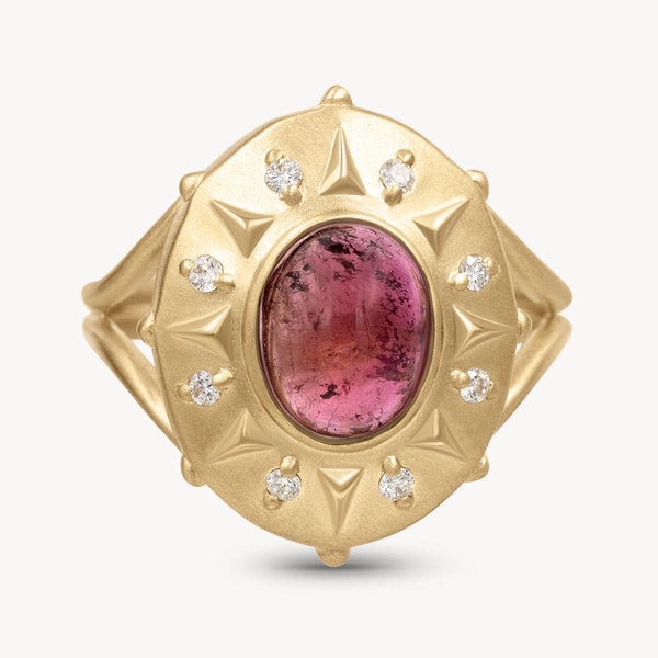 Pink Tourmaline Shield Ring - OOAK