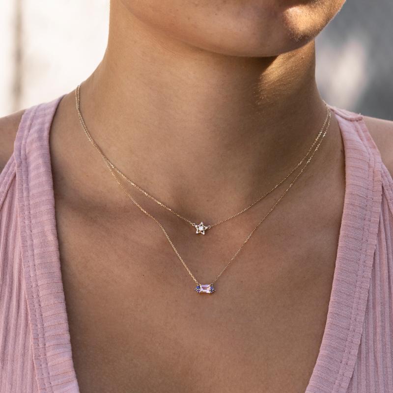 Starry East West Morganite Sapphire Necklace
