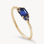 Starry East West Blue Sapphire Ring