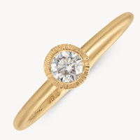 18k Brushed Bezel Diamond Solitaire Ring