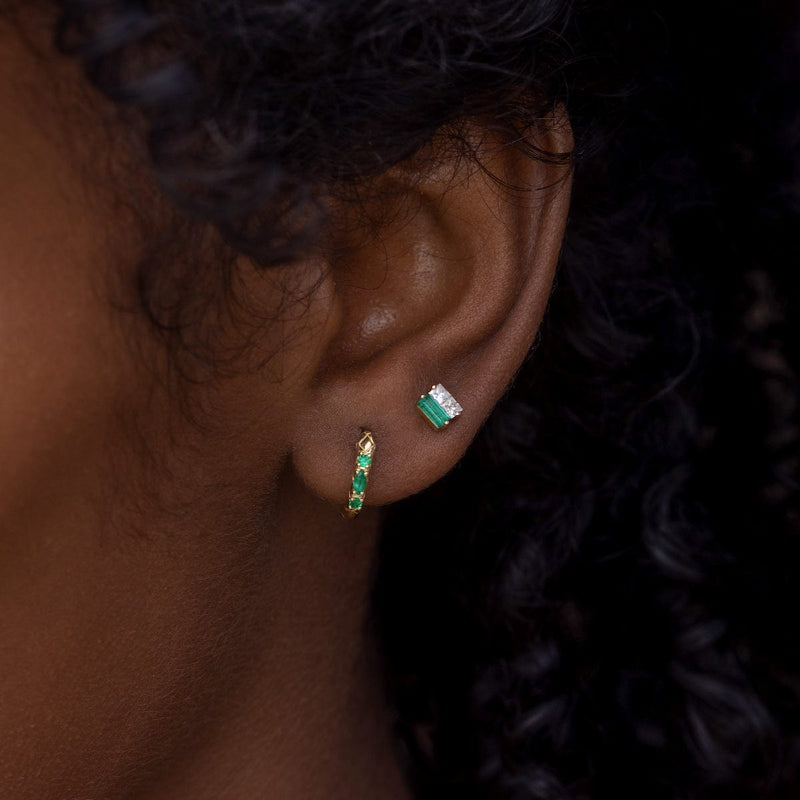 Emerald Diamond Twinkle Studs