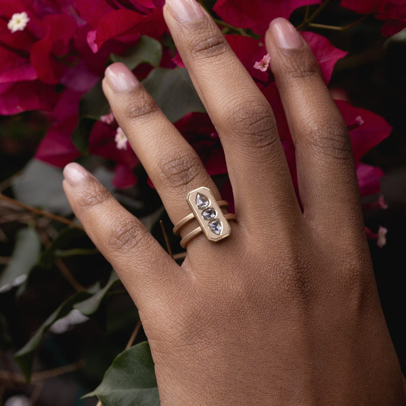 Grey Diamond Totem Ring - OOAK