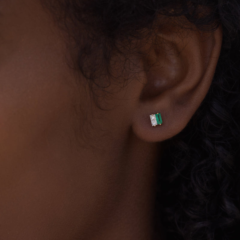 Emerald Diamond Twinkle Studs