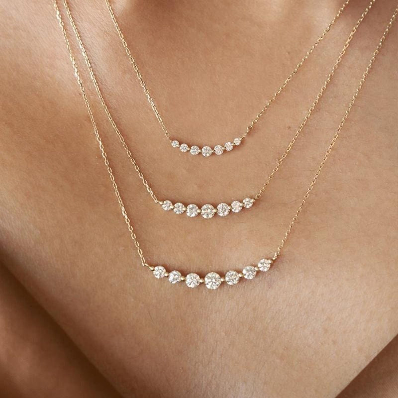 Floating White Diamond Necklace