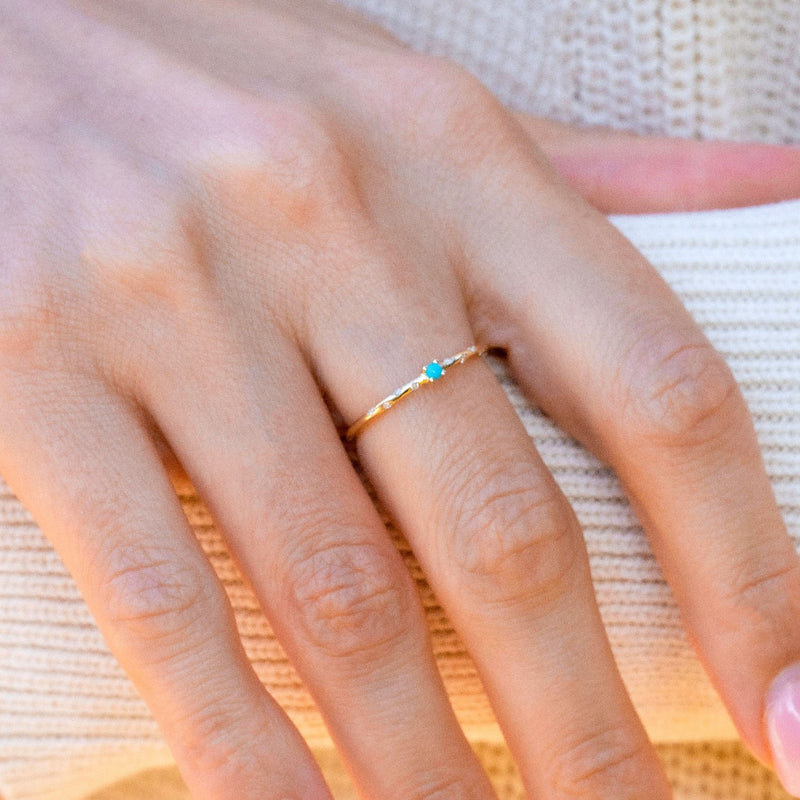 Dainty Starry Birthstone Ring