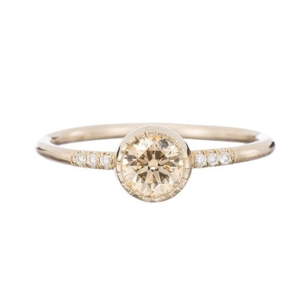 Solitaire Diamond Ring with Pave - LoveAudryRose.com