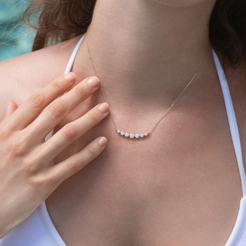 Floating White Diamond Necklace