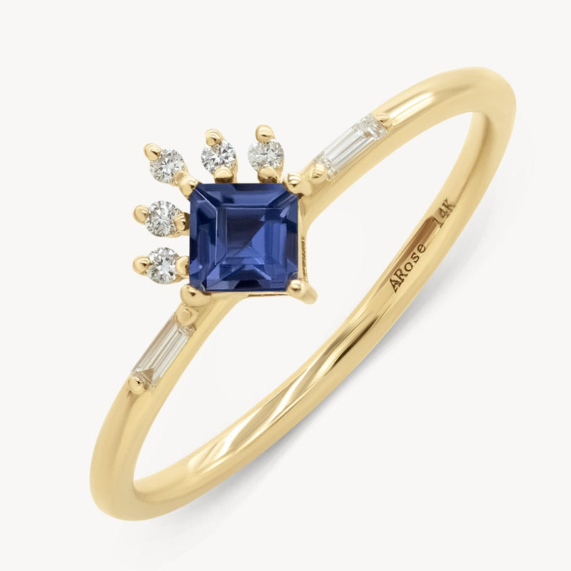 Iolite Diamond Deco Ring