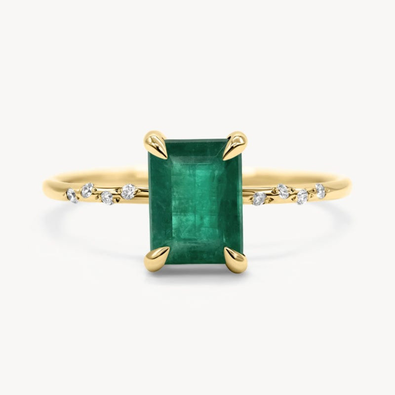 Large Starry Emerald Ring