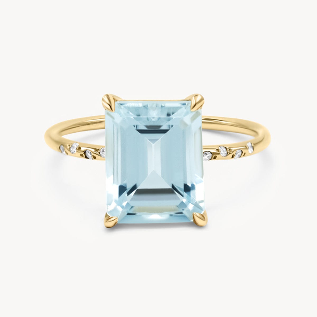 Emerald Cut Aquamarine and Diamond Ring in 14K Gold | Audry Rose