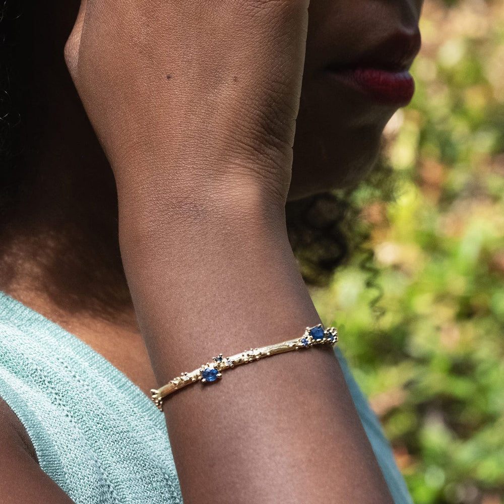 Sapphire and Diamond Encrusted Gold Cuff