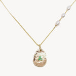 Pearl and Emerald Petal Necklace