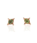 Rose Gold Green Sapphire and Diamonds Studs - LoveAudryRose.com