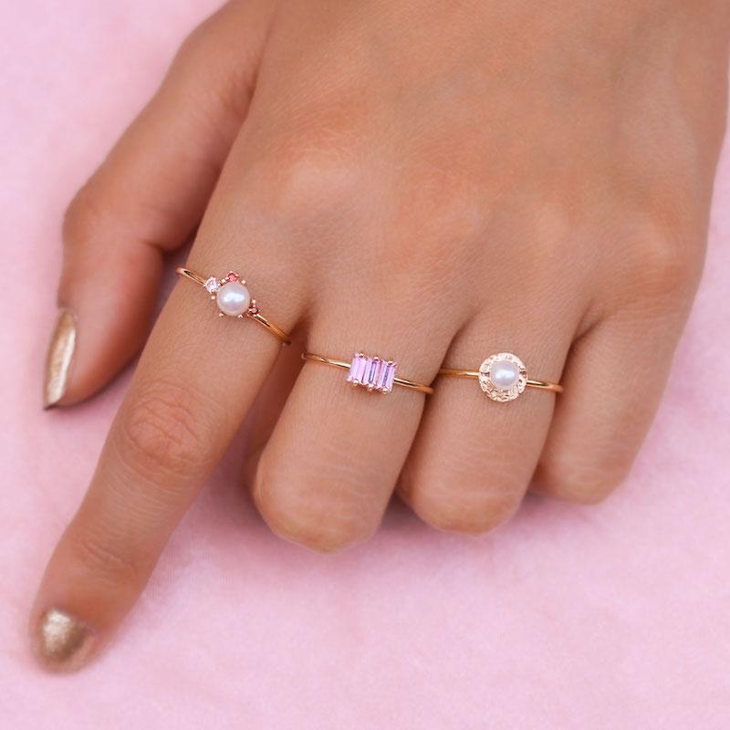 Pearl Pink Sapphire Ruby Ring - LoveAudryRose.com