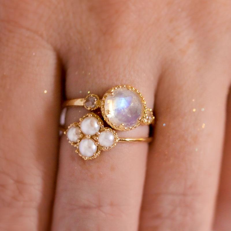 Celeste Moonstone Diamond Ring