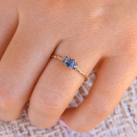 Starry Oval Sapphire Trio Ring - LoveAudryRose.com