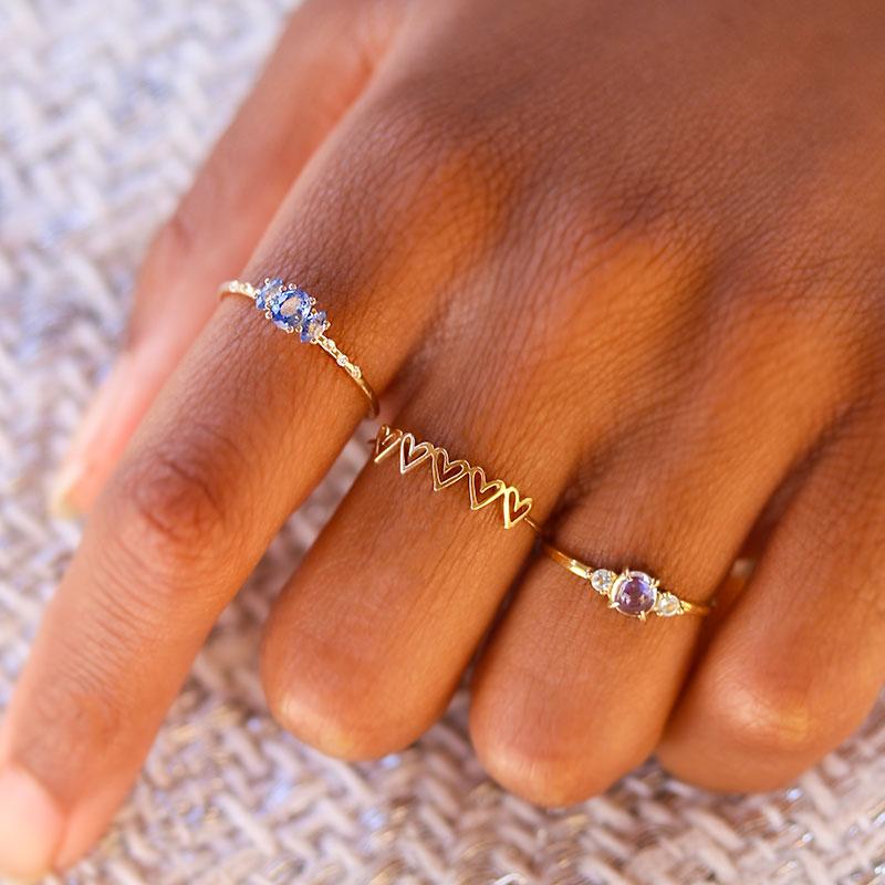 Starry Oval Sapphire Trio Ring - LoveAudryRose.com
