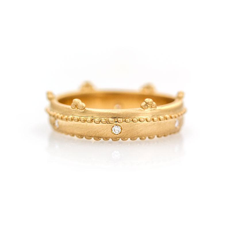 Beaded Diamond Crown Ring