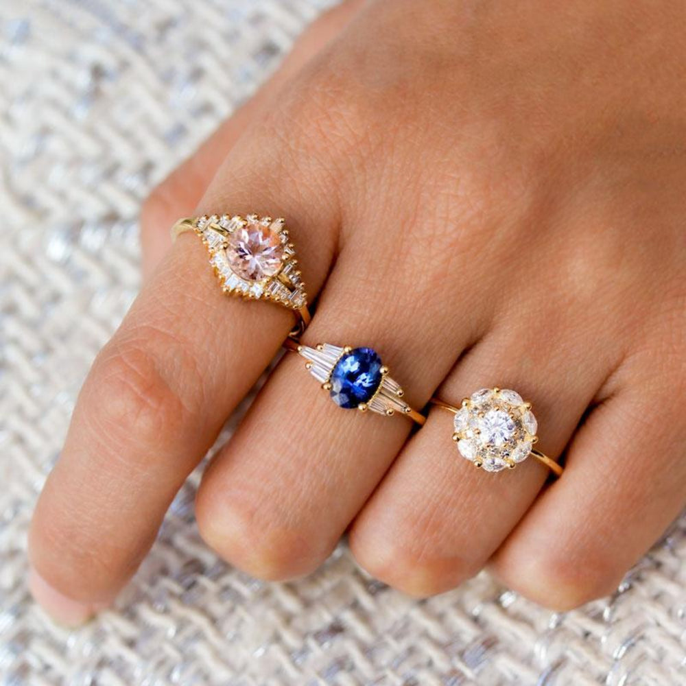 Royal Blue Sapphire Diamond Baguette Ring