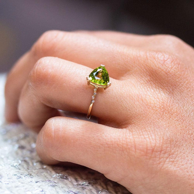 Starry Peridot Trillion Ring