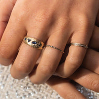 Thin Starry Sapphire Half Eternity Band - LoveAudryRose.com