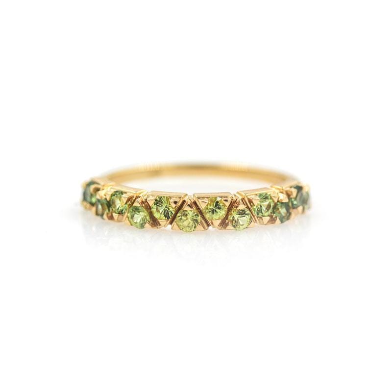 Green Sapphire Ombre Triangle Band