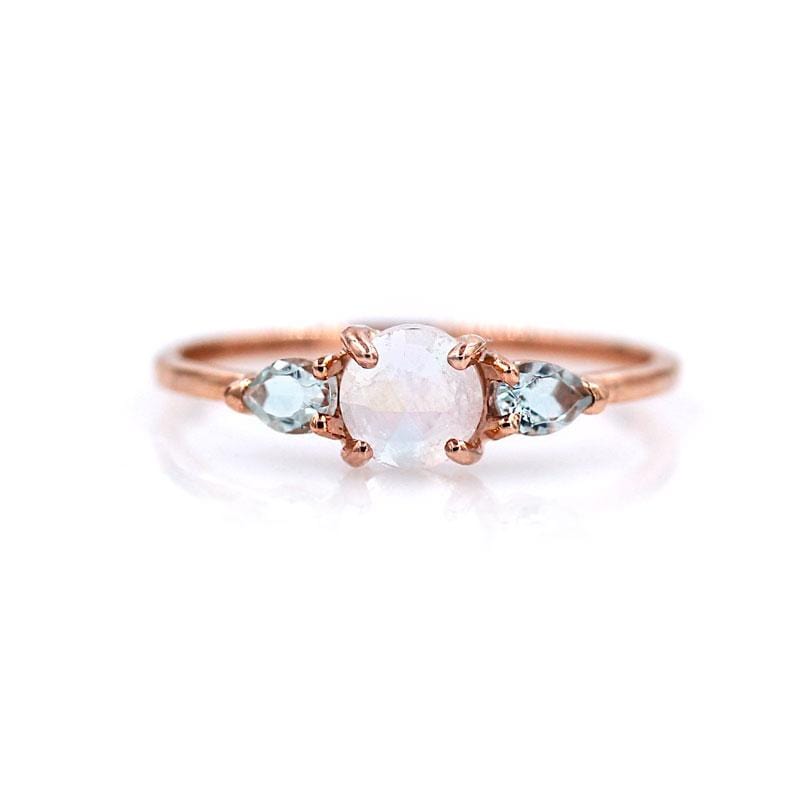 Rose Cut Moonstone Aquamarine Ring