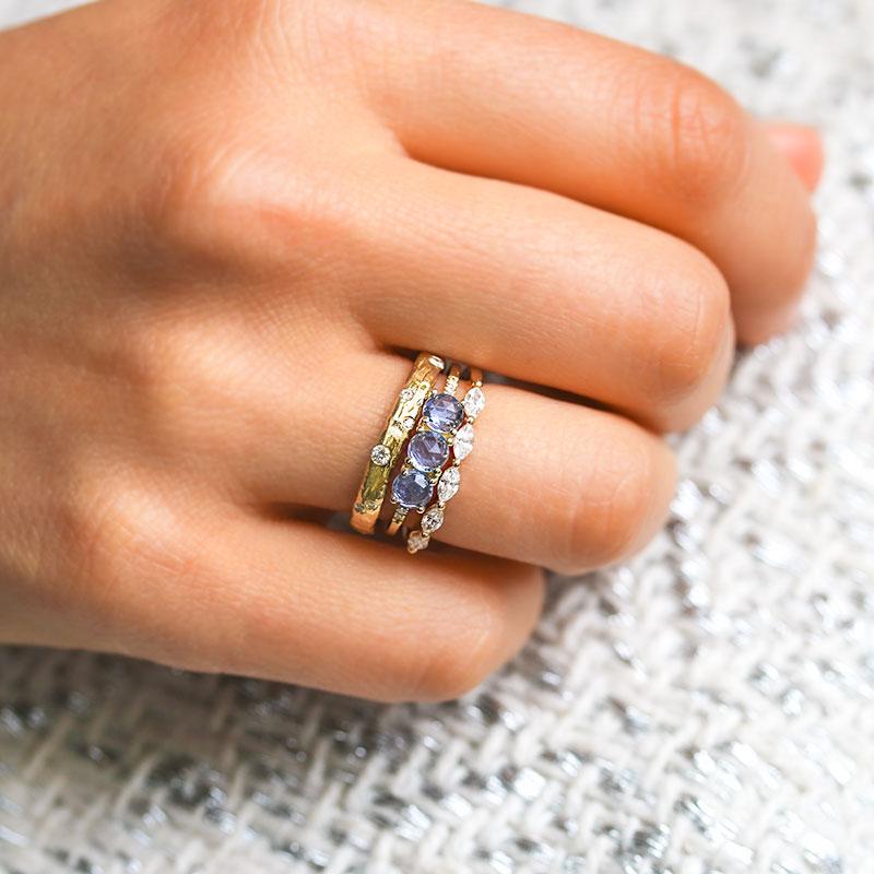 Rose Cut Sapphire and Diamond Ring