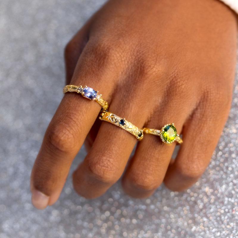 Lavender Sapphire Trilogy Ring