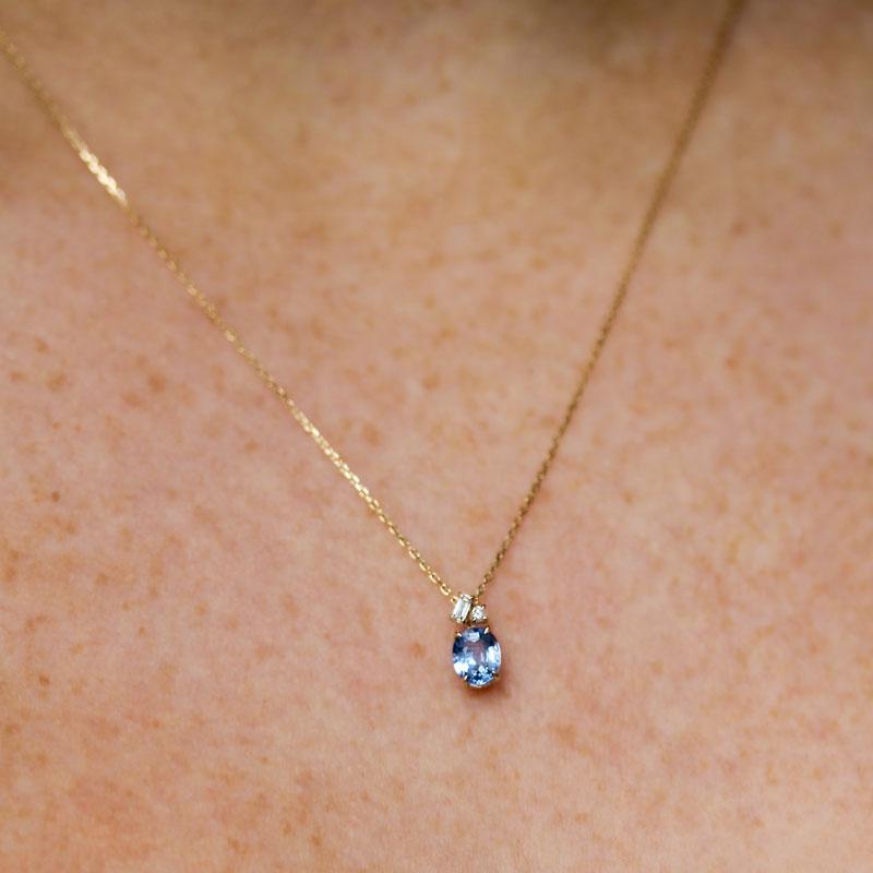 Royal Blue Sapphire & Diamond Necklace