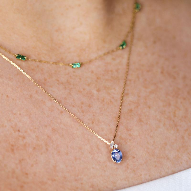 Royal Blue Sapphire & Diamond Necklace