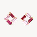 Ruby Pink Sapphire Baguette Studs