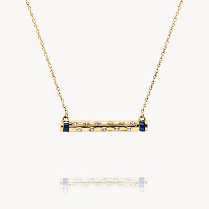 Starry Diamond Sapphire Barrel Necklace