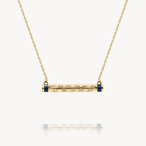Starry Diamond Sapphire Barrel Necklace