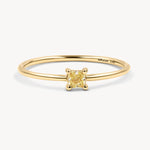 Square Yellow Diamond Solitaire Ring