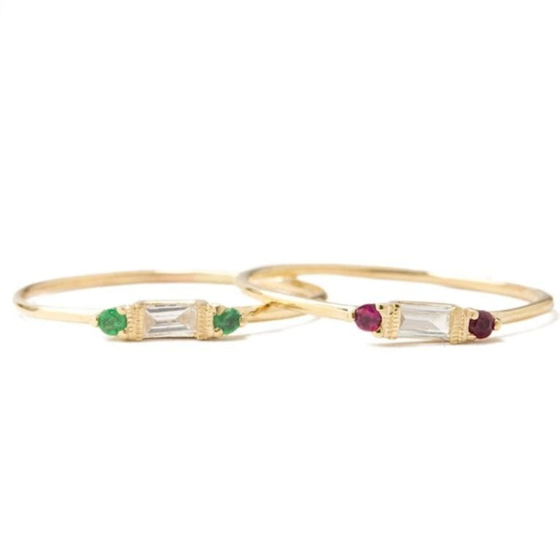 Grand Baguette Diamond Gemstone Ring - LoveAudryRose.com
