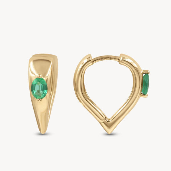 Pointed Emerald Hoops